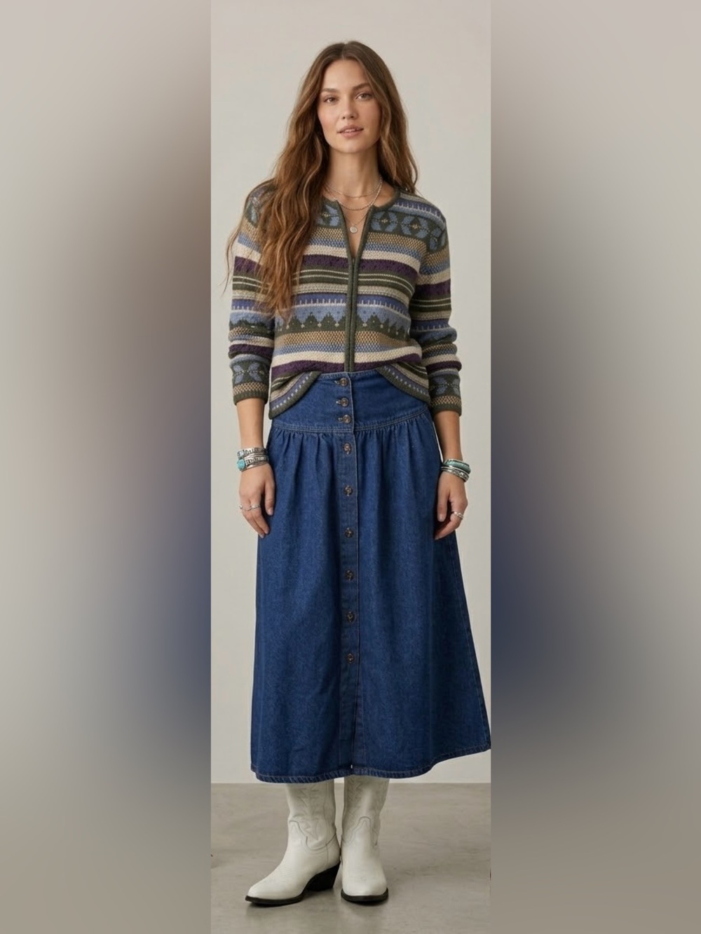 Vintage Christopher & Banks Hand Embroidered Cardigan M Full Zip Southwestern